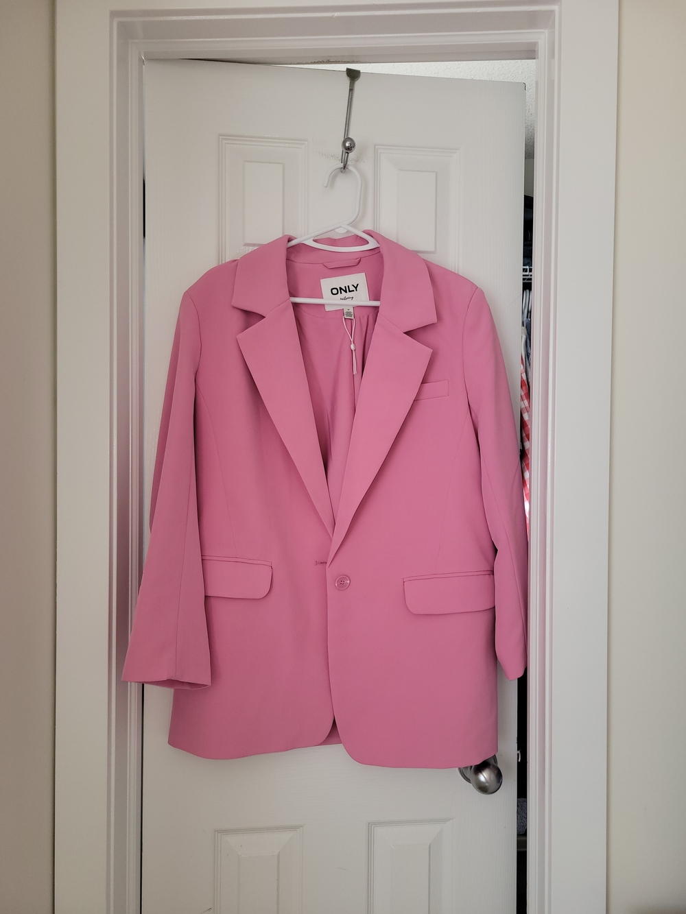 ONLY Light Pink Single-Button Tailored Blazer Size 40 (XL)